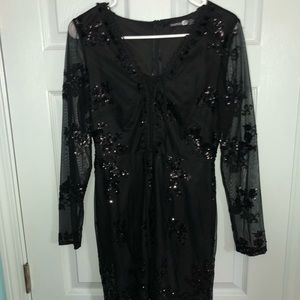 Black sequins cocktail dress